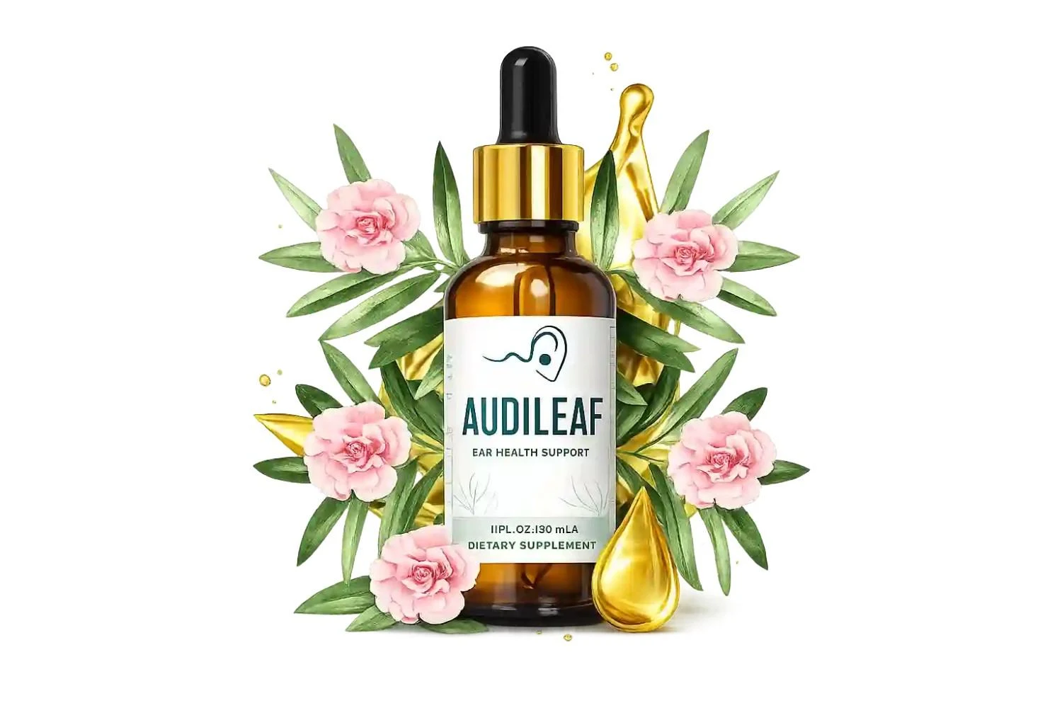 AudiLeaf ear health support liquid dropper bottle